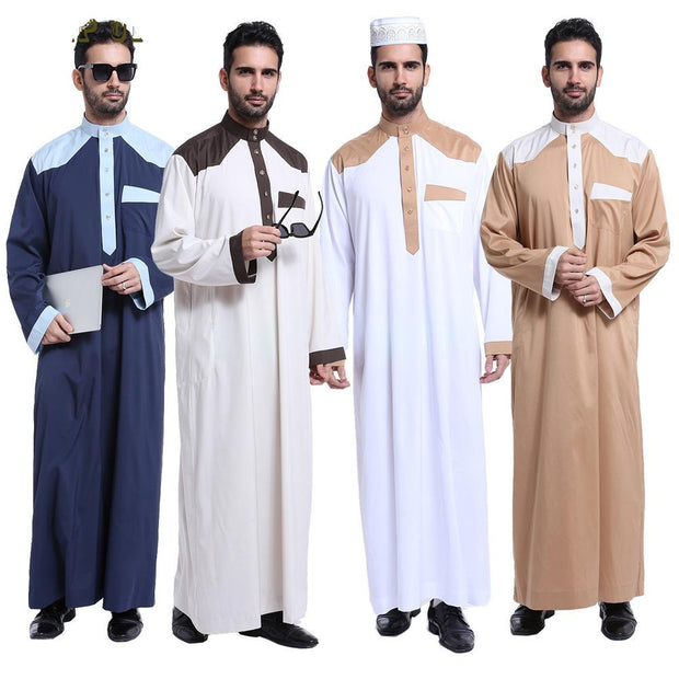Islamic Clothing Men Jubba Thobe Patchwork Long Robe - Touch of Madina