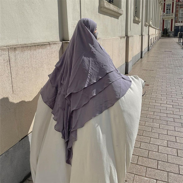 Abayas Muslim Plain Treble Khimar Hijab Caps Scarf - Touch of Madina